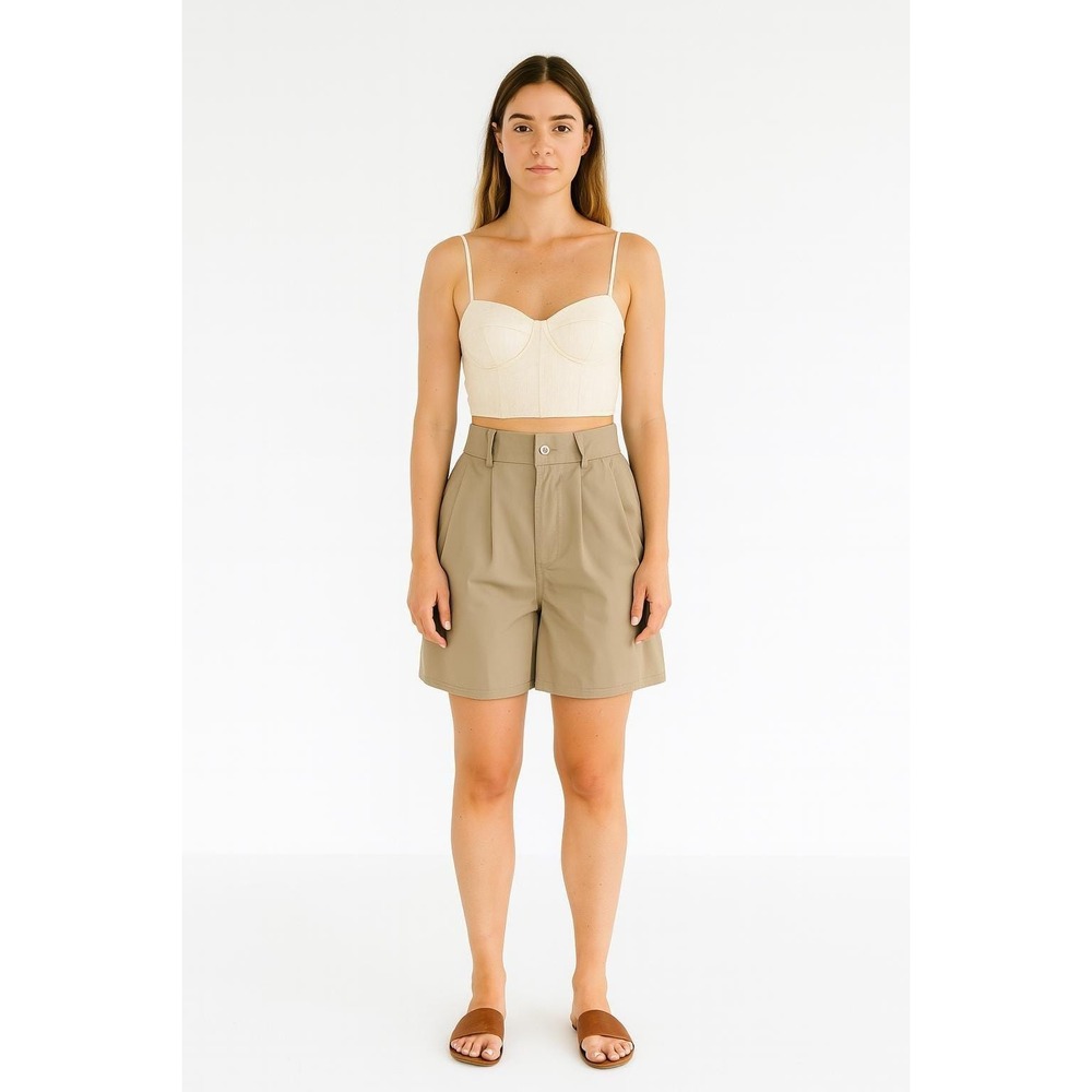 high waisted shorts 80s 90s‎ vintage beige pleated trouser shorts